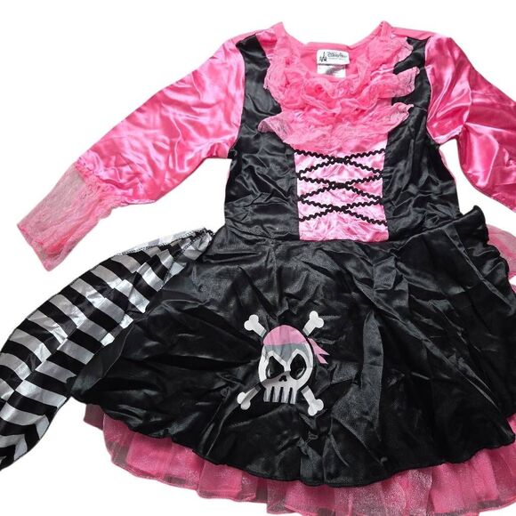 Disney Pirates of the Caribbean pink and black pirate dress costume M7/8 - Picture 2 of 6